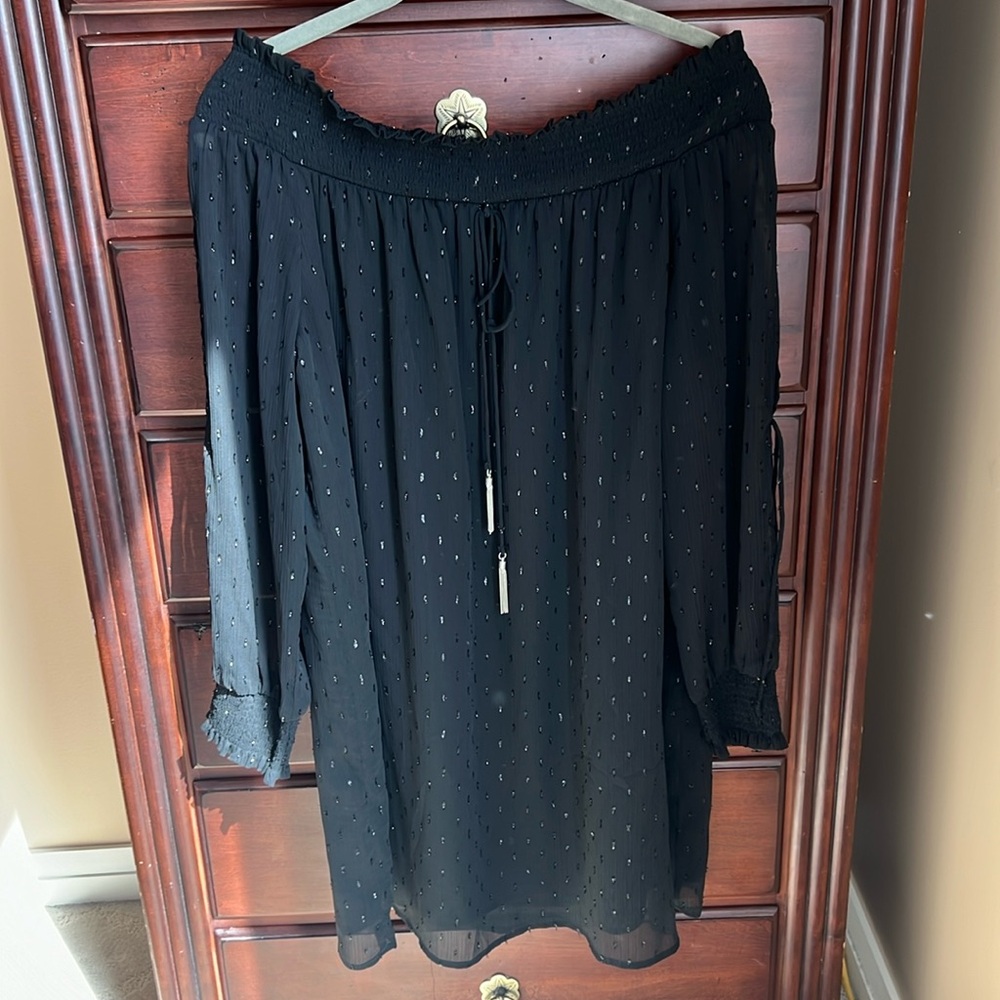 Zara Off Shoulder Black Tunic Dress